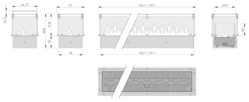 Preview: Gasbrenner The Flame Gas-Einbaubox DOMINO 180