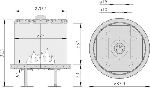 Preview: Ortal Gaskamin Circle 70 Basic