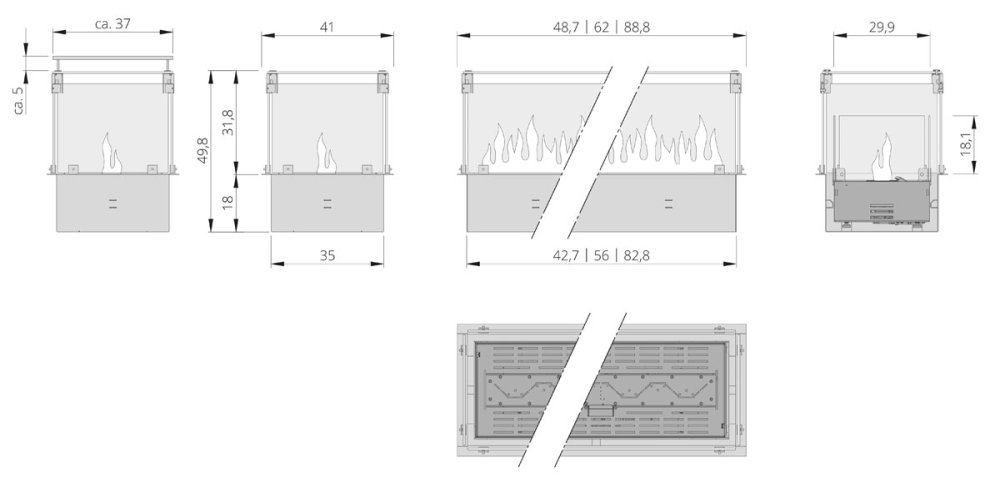Gasbrenner The Flame Gas-Einbaubox DOMINO 40