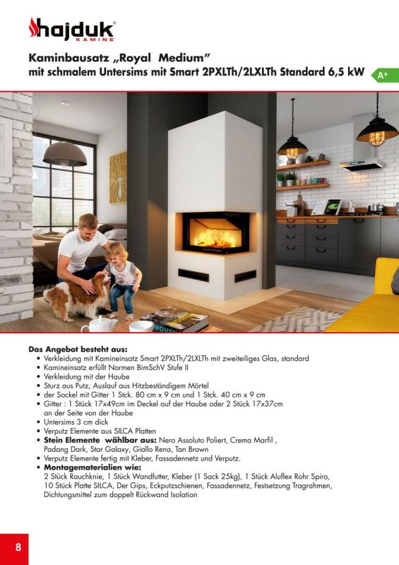 Hajduk Kaminbausatz IMPERIAL MEDIUM mit Smart 2 P(L)XTh mit schmalem Untersims