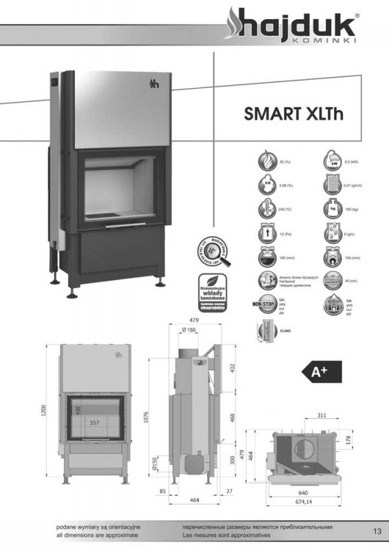 Hajduk Fireplace Smart XLTh