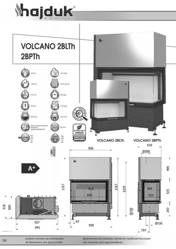 Hajduk Fireplace Volcano 2BLTh/2BPTh