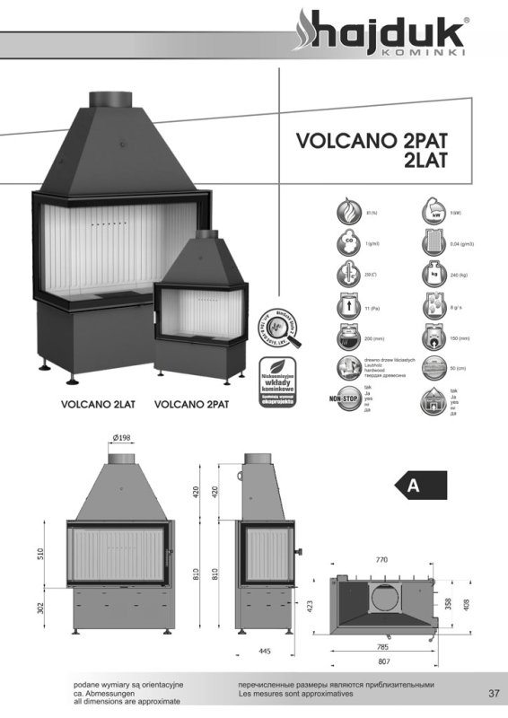 Hajduk fireplace Volcano 2PAT