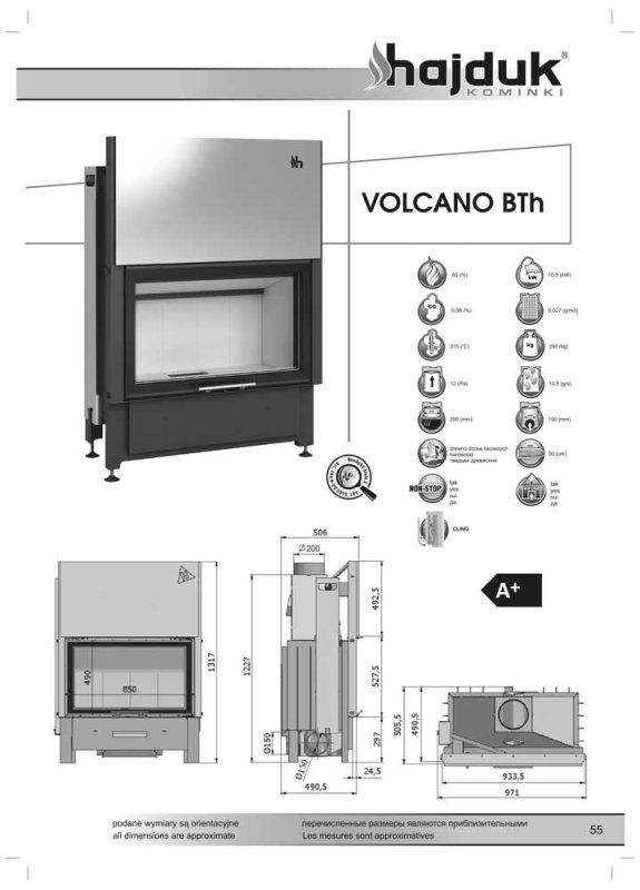 Hajduk Kamineinsatz Volcano BTh