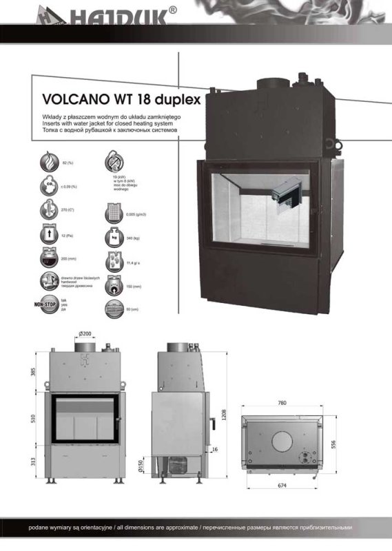 Hajduk Kamineinsatz Volcano WT-18