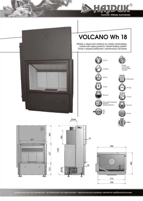 Hajduk Fireplace Volcano Wh-18