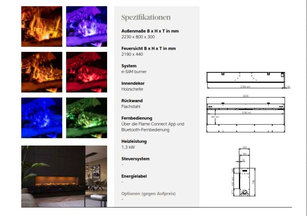 Elektrokamin Faber e-SliM 2200/450 I