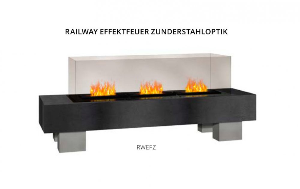 Elektrokamin The Flame Railway in Zunderstahloptik