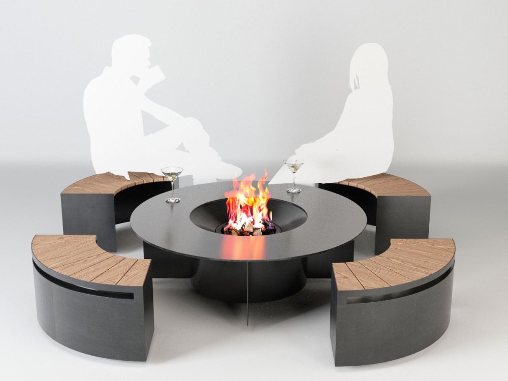 Traforart garden fire Lounge with benches