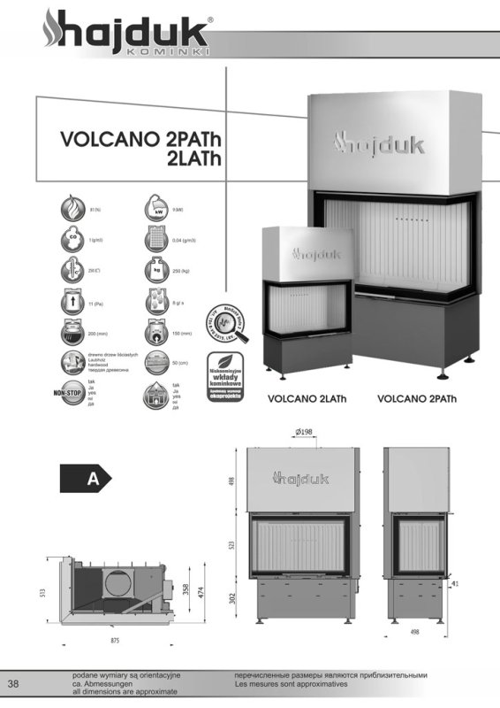 Hajduk fireplace Volcano 2LATh