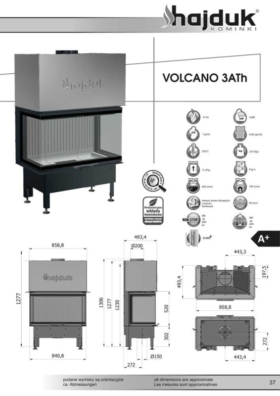 Hajduk fireplace Volcano 3ATh