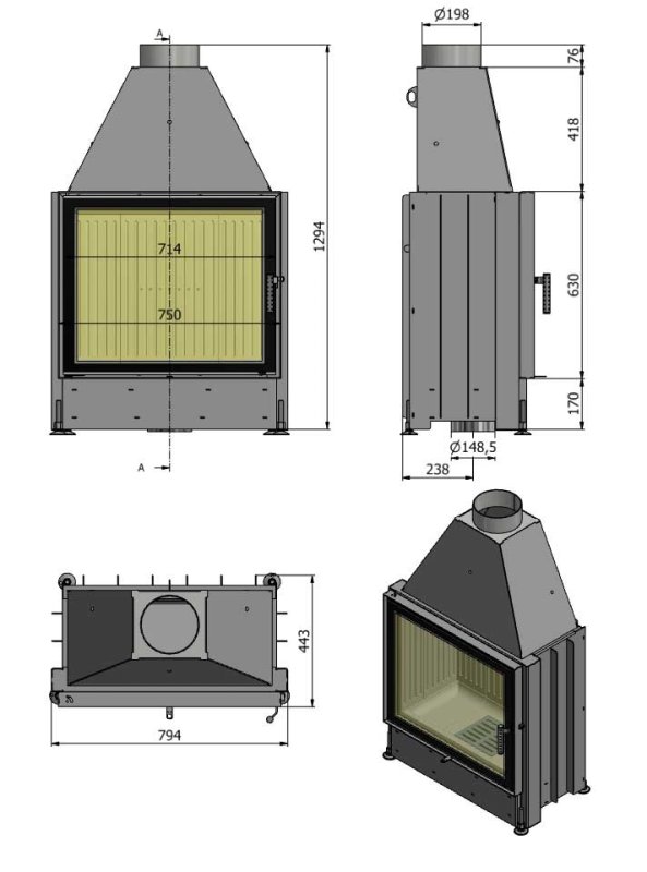 Hajduk fireplace Volcano ST