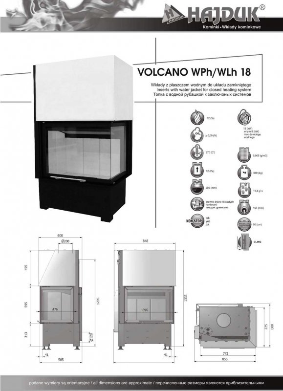 Hajduk fireplace Volcano WPh 18