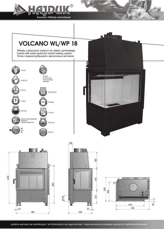 Kamineinsatz Hajduk Volcano WL 18