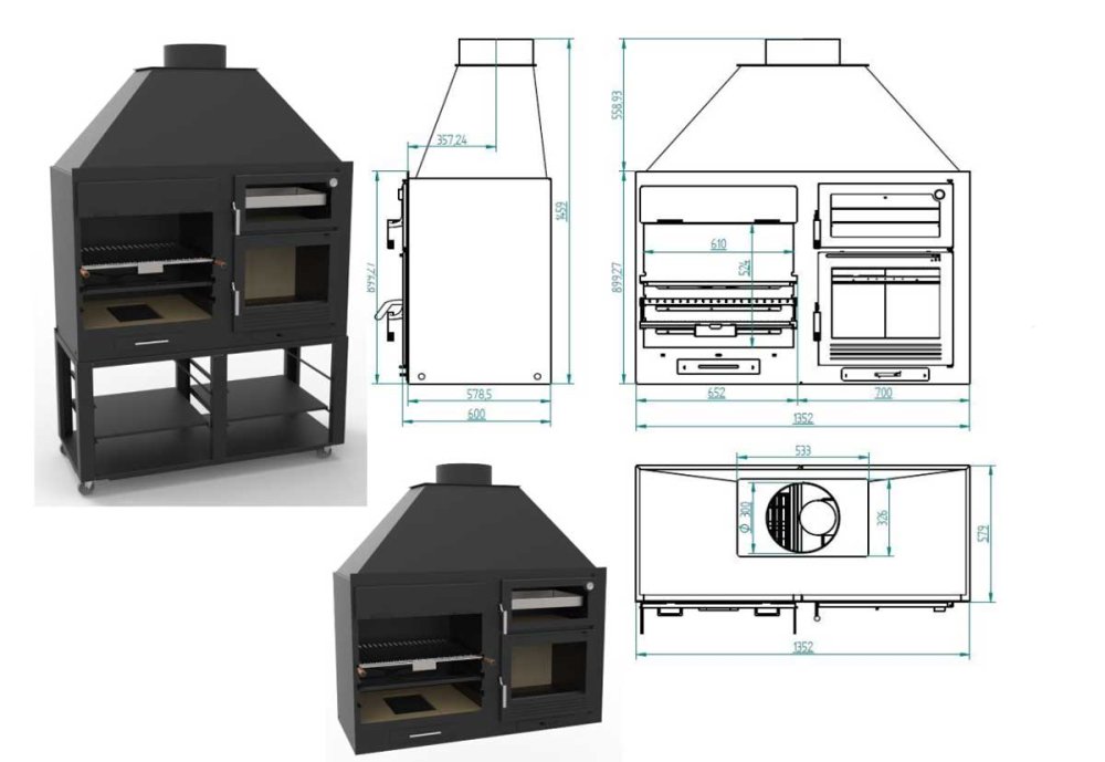Holzkohle-Grill-Backofen Fusion 140 von FM Calefaccion