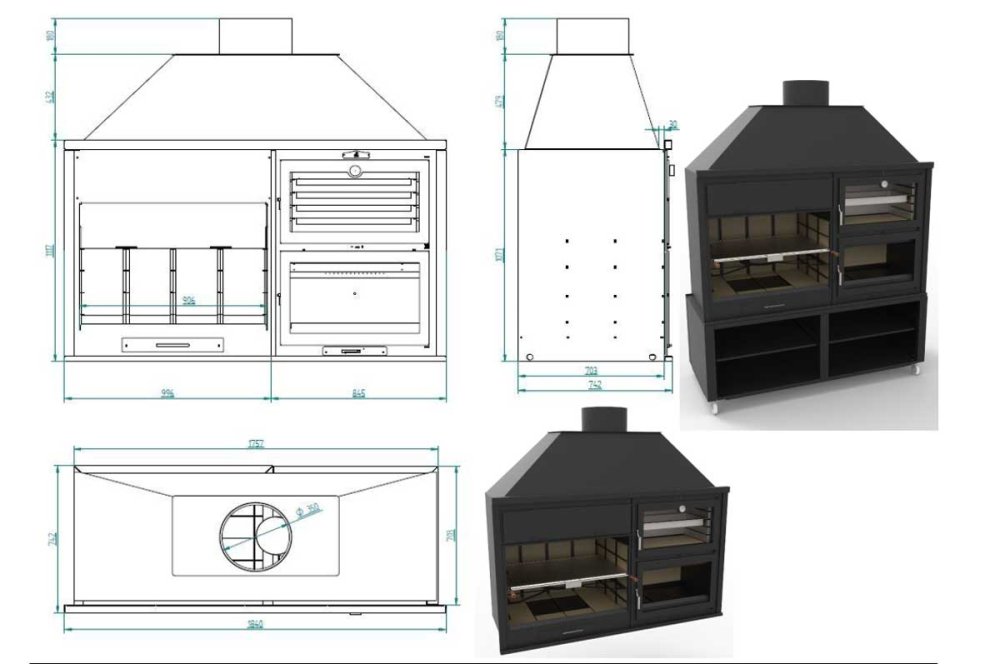 Holzkohle-Grill-Backofen Fusion 200 von FM Calefaccion