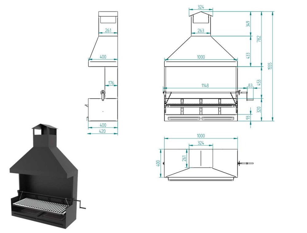 BBQ Holzkohle-Grill BVE-102 von FM Calefaccion
