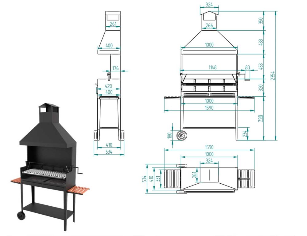BBQ Holzkohle-Grill BVE-104 von FM Calefaccion