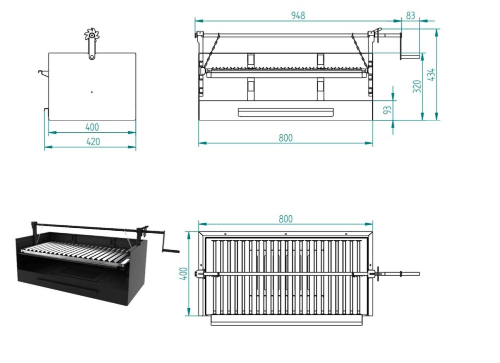 BBQ Holzkohle-Grill BVE-80 von FM Calefaccion