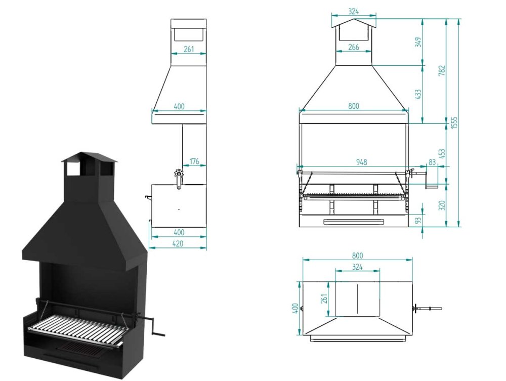 BBQ Holzkohle-Grill BVE-82 von FM Calefaccion
