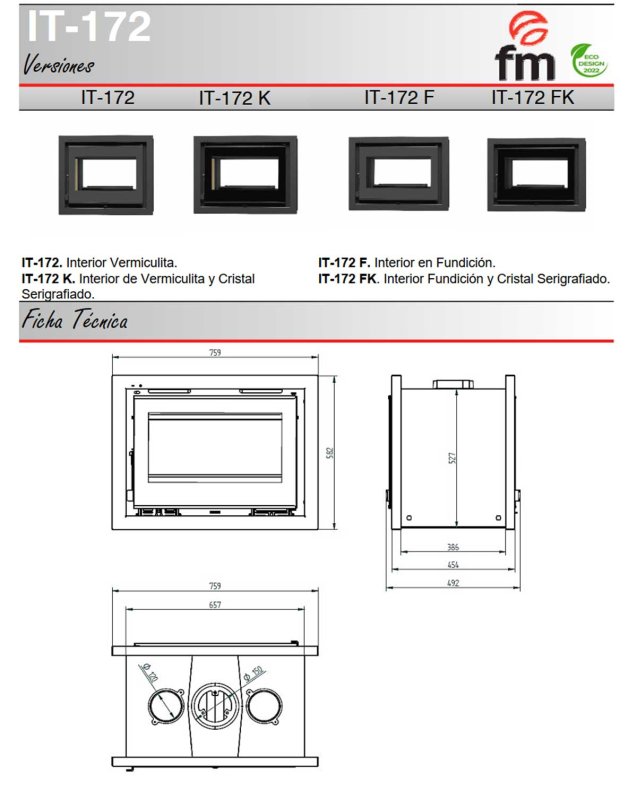 Kamineinsatz IT-172 von FM-Calefaccion