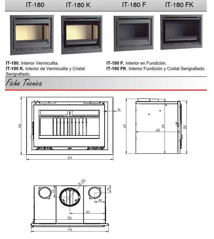 Kamineinsatz IT-180 von FM-Calefaccion