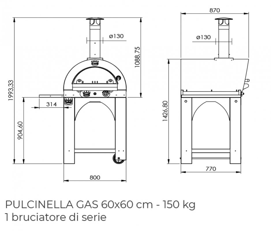 Clementi gas oven Pulcinella