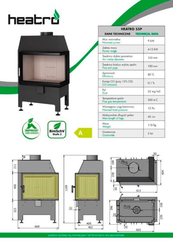 Kamineinsatz Hajduk Heatro 55 P H